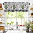thumbnail image 3 of Winter Snowman Bear Valances for Windows Christmas Tree Snowflakes Plaid Gray Rod Pocket Curtain Valance Window Treatment Short Curtains for Kitchen Living Room, 60"x14", 3 of 5