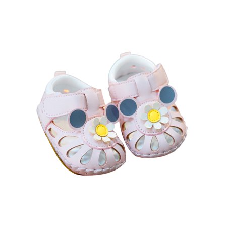 

Lumento Baby Girls Crib Shoes First Walkers Sandals Closed Toe Summer Sandal Cute Beach Comfort Soft Sole Pink 4C