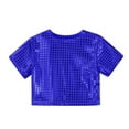 thumbnail image 5 of FAOWME Toddler Girls Boys Casual Sequin Glitter Party Carnival Gown Short Sleeves Tops Blue 10-12 Years, 5 of 5