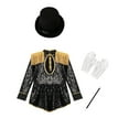 thumbnail image 6 of Ocealan Kids Girls Ringmaster Dance Dress with Drummer Hat Sequins Tailcoat Leotard Black-C 10, 6 of 6