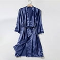 thumbnail image 5 of Sakmal Satin Robes for Women Knee Length Lightweight Loungewear for Women Blue House Womens Robe XXL, 5 of 6