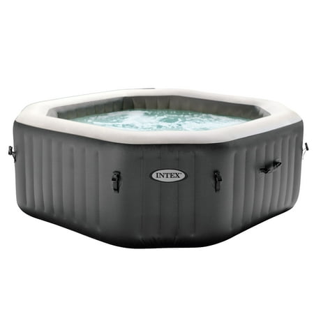 Intex 120 Bubble Jets 4-Person Octagonal Portable Inflatable Hot Tub Spa, Gray