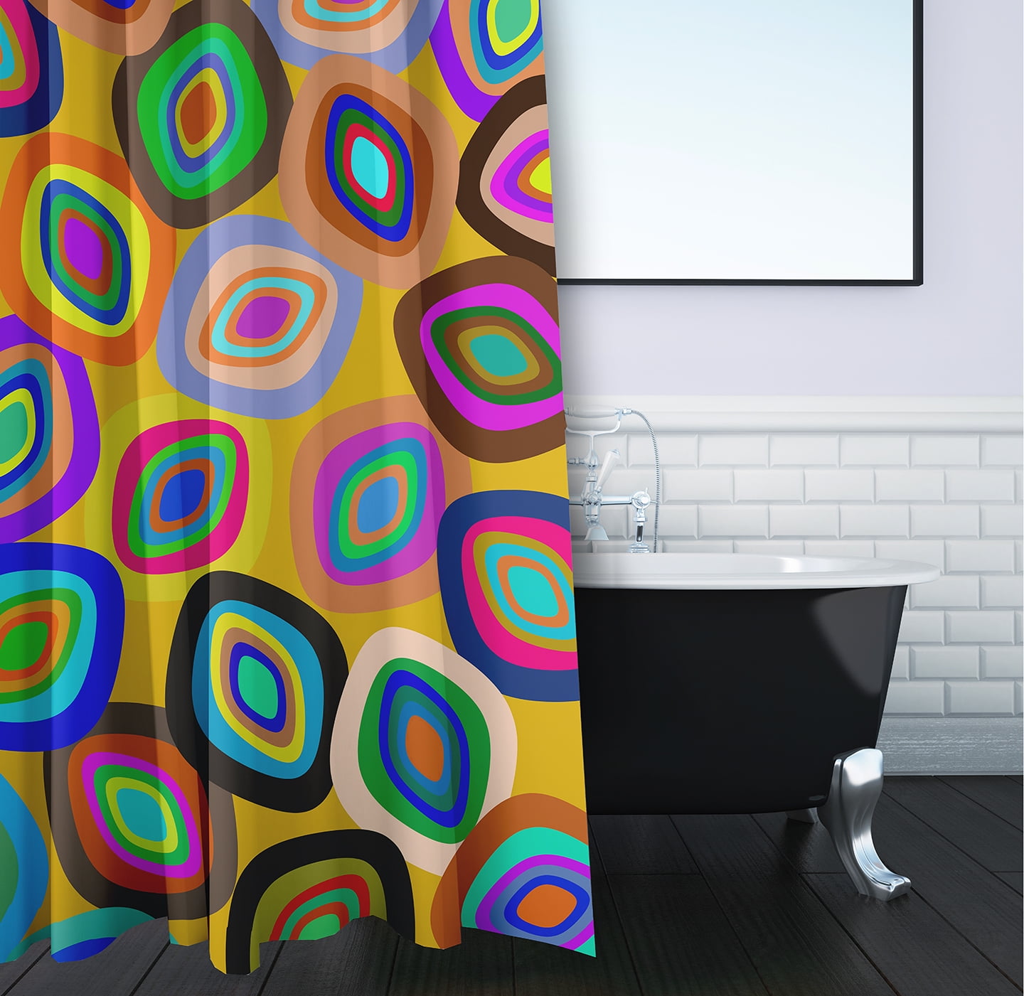 Simply Daisy 70" W x 73" L Modern Leaf Pile Polyester Shower Curtain, Multi [1 Ct]