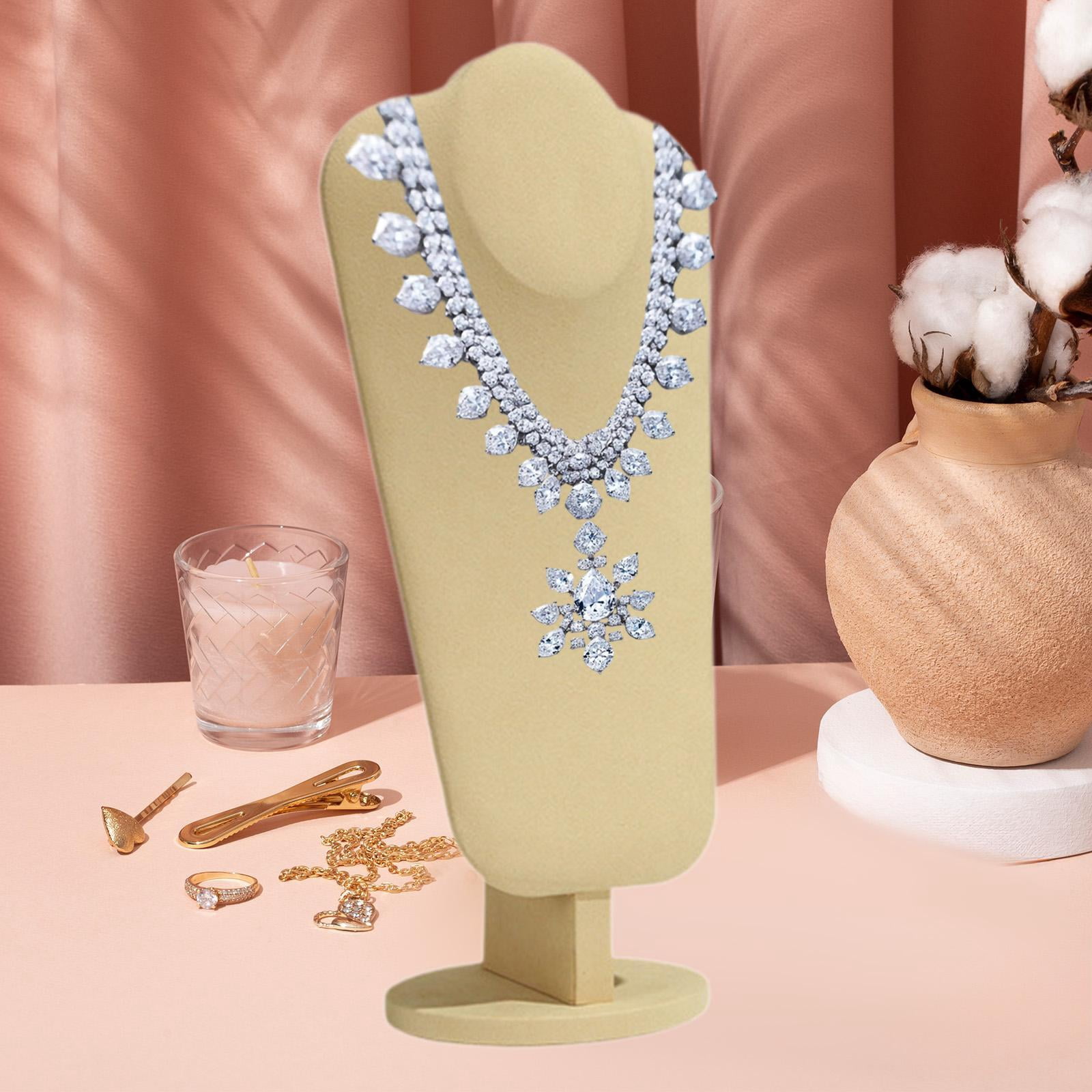 QccHieUs Pendant Chain Necklace Organizer Necklace Mannequin Trade Shows Shelves Salon PU M