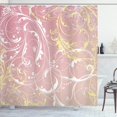 thumbnail image 1 of HTOOQ Floral Shower Curtain, Baroque Swirl Branches Curved Flower Leaves Shabby Form Nature Pattern, Cloth Fabric HTOOQ Decor Set with Hooks, 84" Long Extra, Dried Rose, 1 of 2