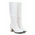 thumbnail image 5 of Women's Fashion Knee High Boots Fall Winter Wide Calf Chunky Heel Square Toe Faux Suede, 5 of 8