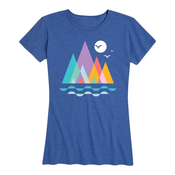 Instant Message - Colorful Geometric Mountains Short Sleeve Graphic T-Shirt