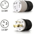 thumbnail image 2 of NEMA L5-30P & NEMA L5-30R Locking Plug and Connector Set, Generator Twist Lock Plug Socket, 30 Amp 125V 2 Pole 3 Wire Grounding, Industrial Grade Heavy Duty, UL Listed (1 Set, Black/White), 2 of 6