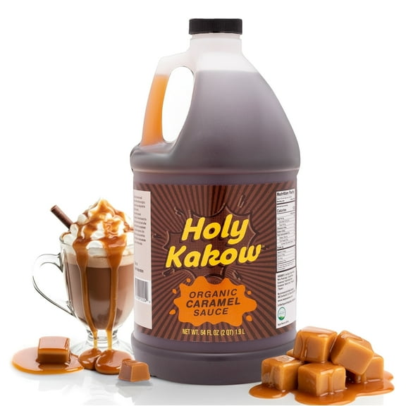 Holy Kakow Organic Caramel Sauce for Coffee, Gluten Free, 64oz Jug
