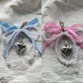 thumbnail image 4 of Neu Se Blau Rosa Grid Band Bogen Anhnger Silber Liebe Anhnger Tasche Lo, 4 of 7