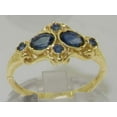 thumbnail image 3 of British Made 14k Yellow Gold Real Genuine Sapphire Womens Cluster Engagement Ring - Size 6, 3 of 5