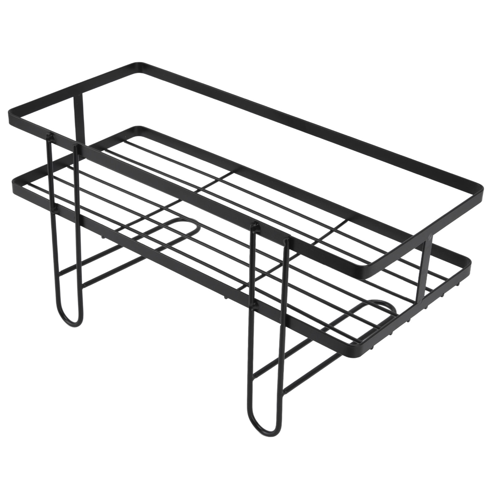 Riousery Bathroom Over The Toilet Storage Shelf Organizer, Space Saver Punch Free Iron Rack with Hooks, Black (13.4 inches / 34 cm)