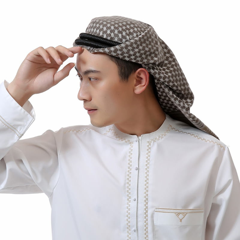 Muslim Turban Head Scarf for Men with Aqel Rope Plaid Arab Headcover ...