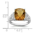 thumbnail image 4 of White Sterling Silver Ring Band Gemstone Quartz (Whiskey) Cushion Diamond, 4 of 4