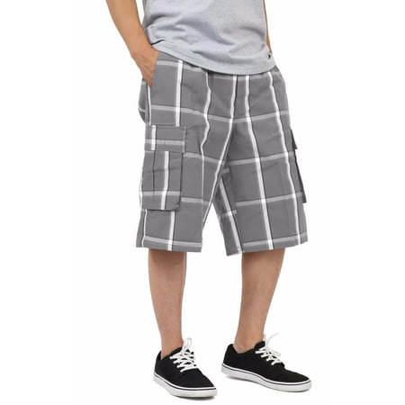 Shaka Wear Men's Relaxed Fit Plaid Cargo Shorts (Best Shorts For Tall Men)
