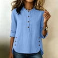 thumbnail image 6 of TGSLY Henley Tops for Women Lightweight Soft Half Button Down 3/4 Sleeve Shirts Loose Fit Dressy Casual Button Side Split Hem Solid Color Blouses L, 6 of 10
