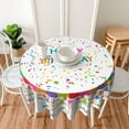 thumbnail image 2 of Happy Birthday Tablecloth Round 70x70 Inch Colorful Balloons Decor Table Cloth,Stain Resistance Coloured Flag Ribbon Decorative Table Covers for Kitchen Dining,Small Tablecloth for Party Picnic, 2 of 5