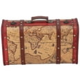 thumbnail image 4 of Wood Vintage Suitcase Portable Composite Wood Map Pattern Design Vintage Storage Chest, 4 of 7