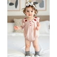 thumbnail image 5 of Rovasas Baby Girl Romper Flutter Sleeve Strawberry Embroidery Jumpsuit, 5 of 9