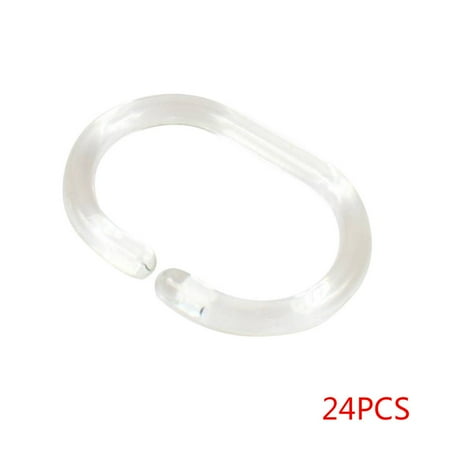 24pcs Set Bendable Transparent C Shape Hanging Shower Curtain Ring
