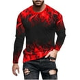 thumbnail image 3 of Jinhomg Big and Tall Fashion Graphic Tees for Men Long Sleeve Tops Flame Print Crewneck Pullover T-shirt Purple XXXXL, 3 of 6