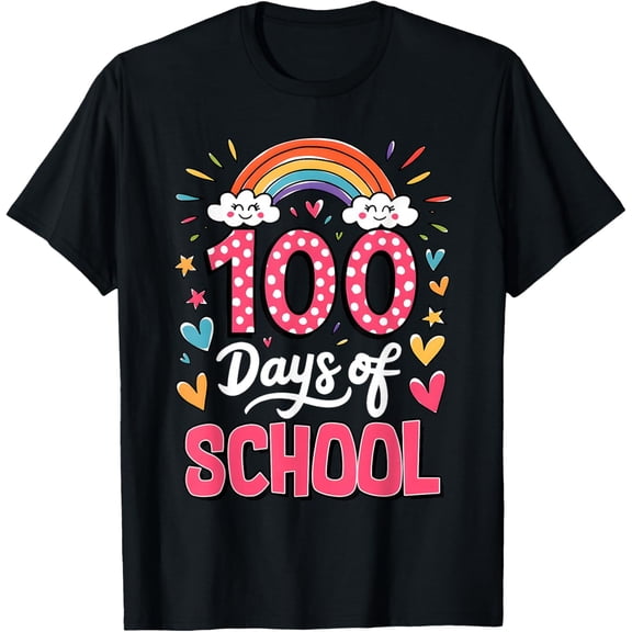 Cute 100 Days of School Rainbow 100th Day Women Kids Boys Girls T-shirt