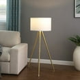 thumbnail image 6 of Ore International 64" -47"H Adjustable Height Brass/Shiny Gold Modern Tripod Floor Lamp, 6 of 11