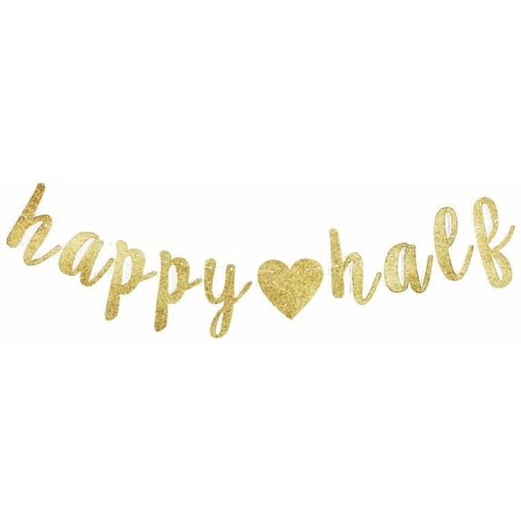 Happy Half Banner, Baby Boys/Girls' 6 Months/Half Year Birthday, Baby Shower Party Gold Gliter Paper Sign