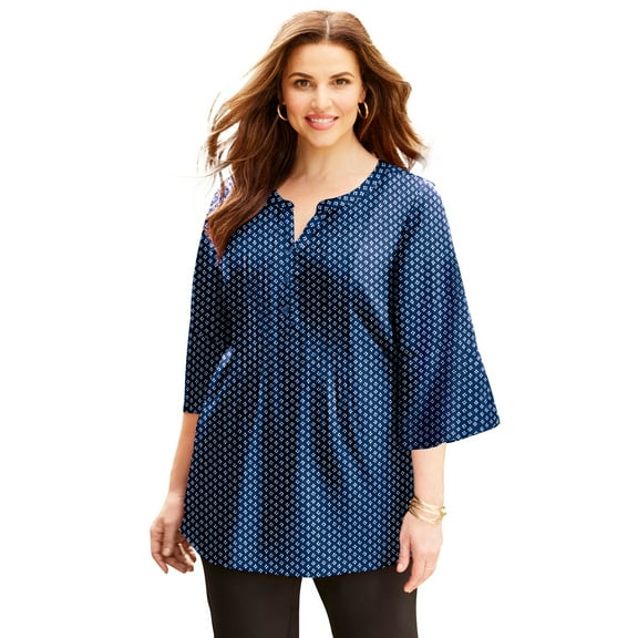 Catherines Women's Plus Size Georgette Pintuck Blouse