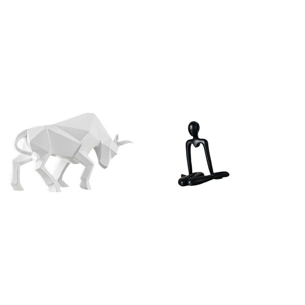 Estatua de toro,Estatua de toro,figura decorativa para escritorio,Arte decorativo coleccionable para el hogar y la oficina,Figura de escritorio,Escultura abstracta de pensador para la oficina o