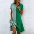 thumbnail image 2 of Horkkom Shirt Dresses for Women V Neck Short Sleeve Midi Dresses Summer Plaid Print Casual Dresses L, 2 of 6