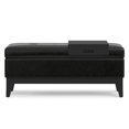 thumbnail image 3 of Oregon 42" W Storage Ottoman Bench with Tray in Midnight Black Faux Leather, 3 of 14