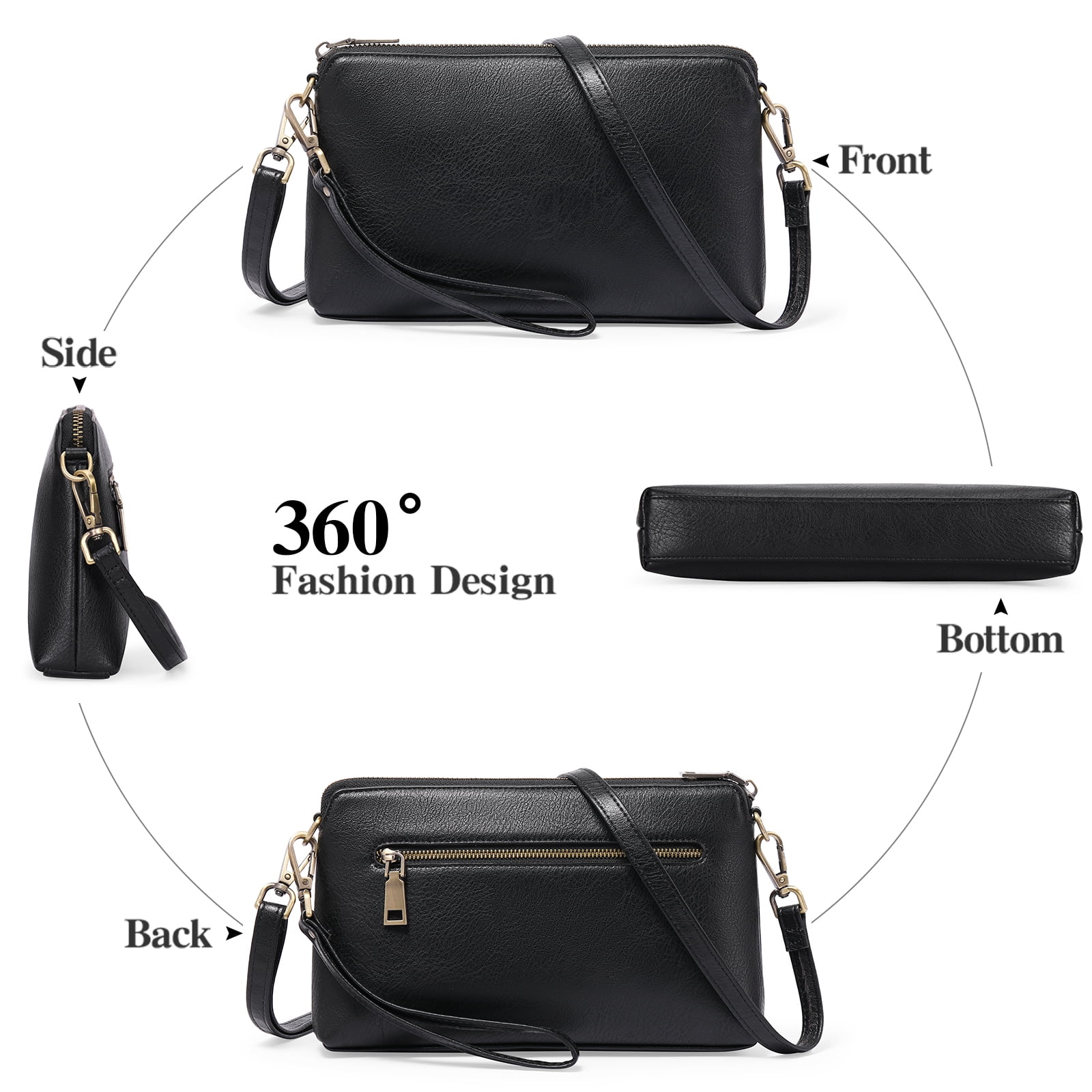 GAEKEAO Crossbody Bags for Women RFID Blocking Leather Shoulder Purse with Adjustable Strap & Top Zipper