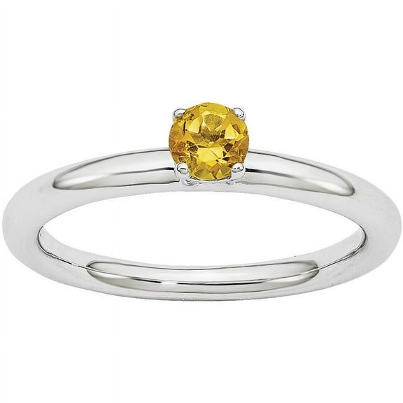 Citrine Sterling Silver Rhodium Ring