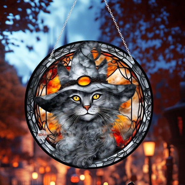 Uuiauoio Halloween Ornament Acrylic Window Hanging, Halloween Home Wall Hanging Decor, Halloween Decorations, Acrylic Doors And Windows Wall Hanging Pendants Scene Decoration