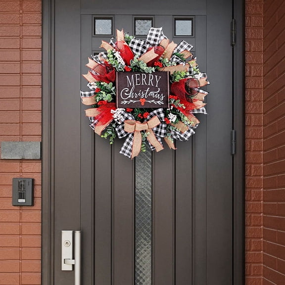 17.7inch Christmas Wreath Xmas Door Garland Hanging Oranments Merry for Home Navidad Door Pendant