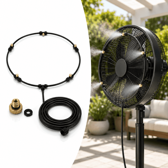Outdoor Misting Fan Kit Monsoon Misting System Water Cooling Kit for Patio Garden 16 in