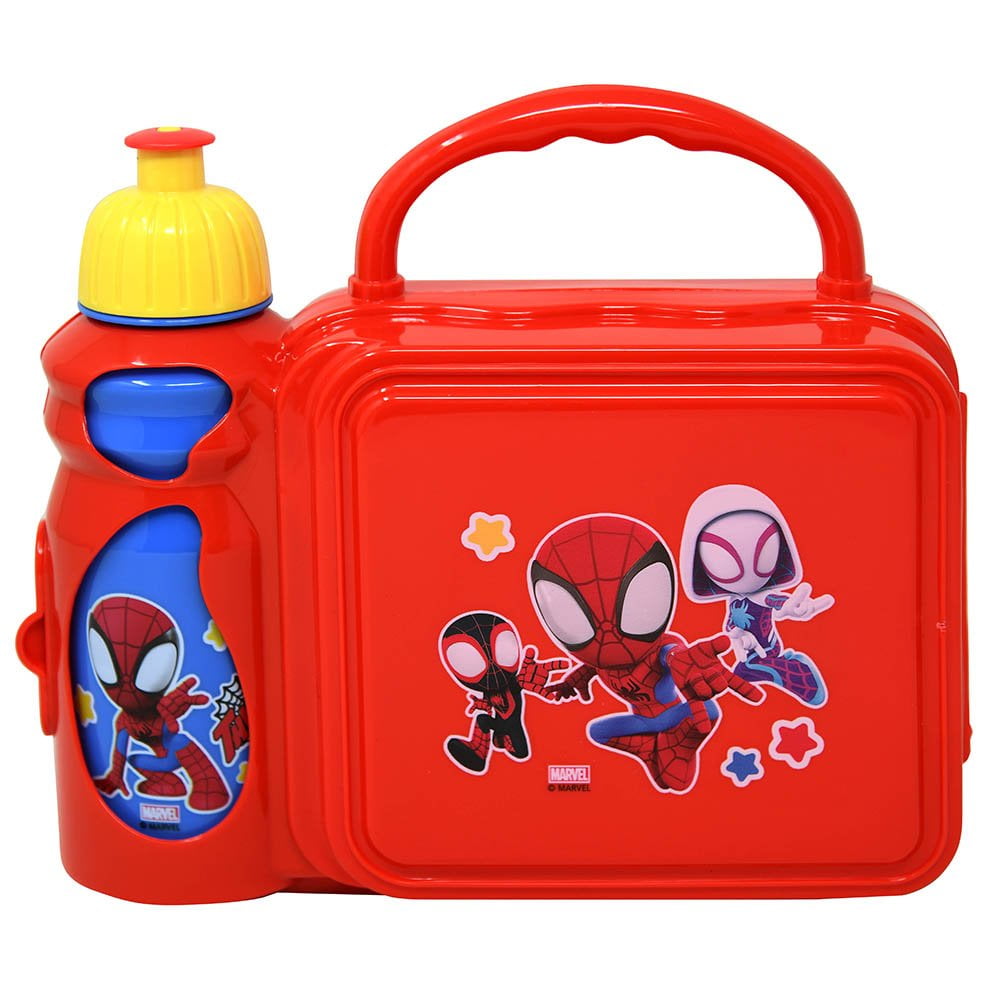 SPIDER-MAN CHILDS BOYS SCHOOL KIDS INSULATED WIPE CLEAN LUNCH BOX BAG BOTTLE 