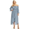 thumbnail image 1 of Womens Casual Boho Long Sleeve Off Shoulder Renaissance Peasant Dress, Blue, Small, 1 of 5