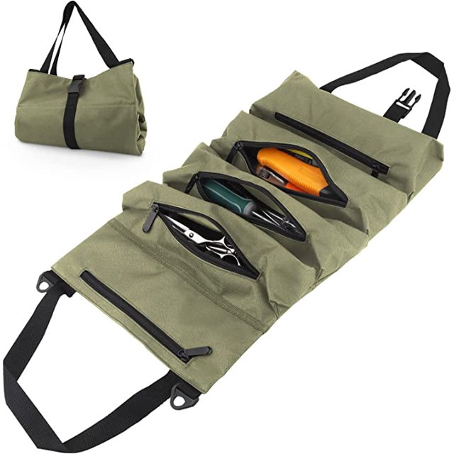 Bolsa de herramientas con ruedas, bolsas portaherramientas con 5 bolsillos con cremallera, bolsa de herramientas portátil Oxford 600D resistente, herramienta organizadora de herramientas automática p TUNC Sencillez