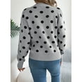 thumbnail image 3 of Panan Women's Crew Neck Polka Dot Pattern Chunky Knit Relaxed Fit Long Sleeve Pullover Sweater, Casual Knit Top, 3 of 7