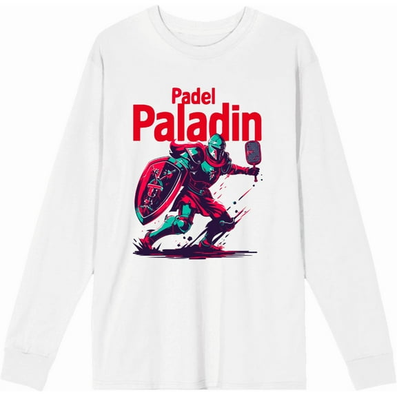 Padel Paladin Adult White Crew Neck Long Sleeve Tee-Medium