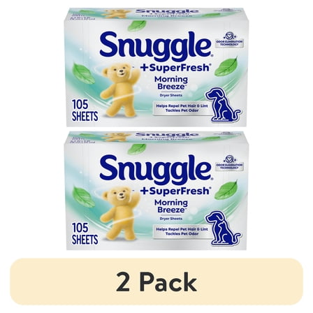 (2 pack) Snuggle Plus SuperFresh Fabric Softener Dryer Sheets with Static Control and Odor Eliminating Technology, Original, 105 Count