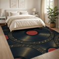 thumbnail image 3 of ODIKA 8'x10' Washable Area Rug Non-Shedding, Easy Care, Record Phonograph Vinyl Disc Shape Concentric Ring Musical Cd for King Size Bedroom Under Bed, Master Suite, 3 of 7
