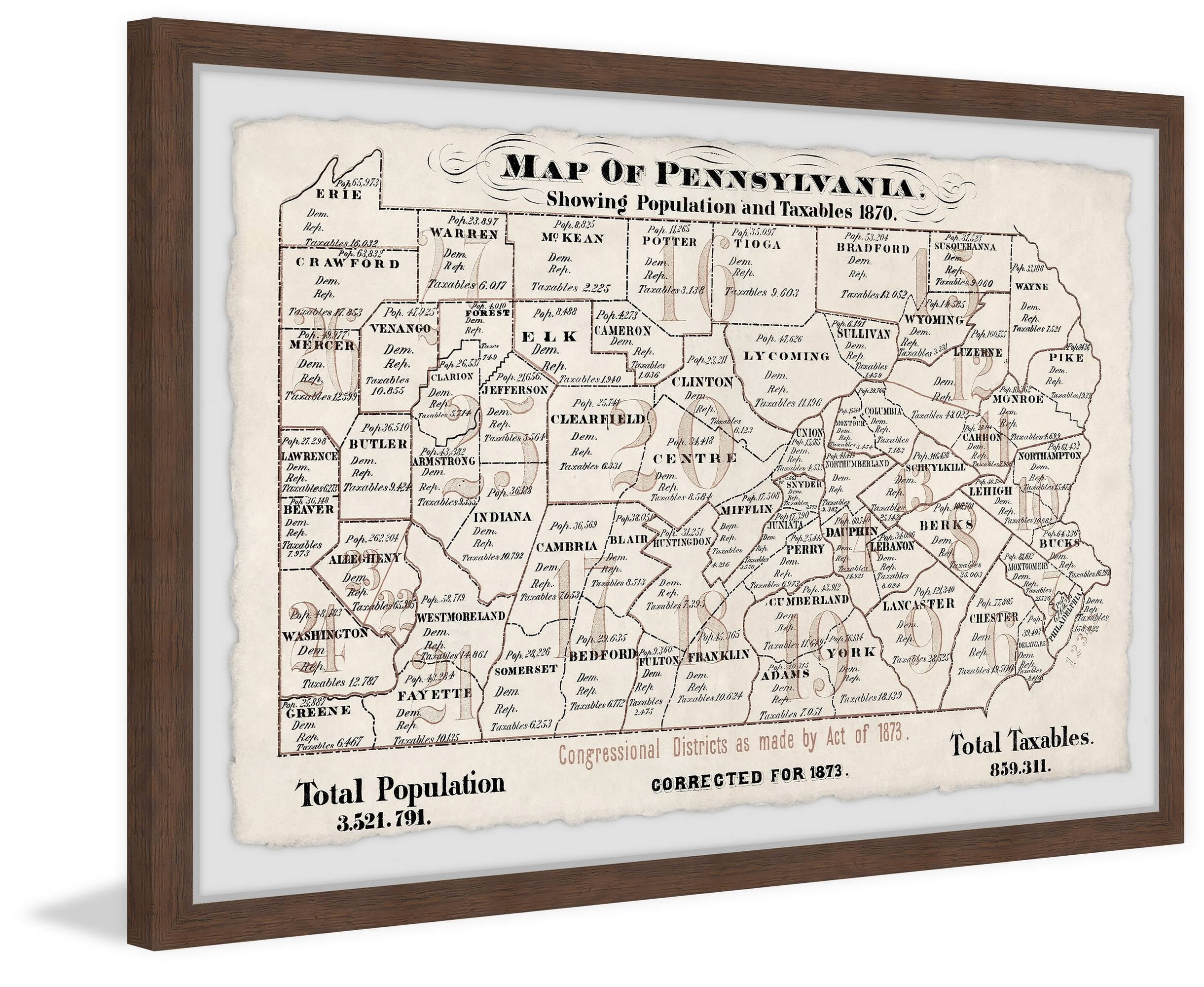 Marmont Hill Pennsylvania Outline Framed Wall Art, 12" x 18"