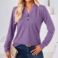 thumbnail image 2 of KIHOUT Spring Winter Womens Tops Fashion Solid Color V-Neck Long Sleeve Loose T-shirt Top Blouse, 2 of 9