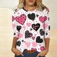 thumbnail image 7 of Qepwscx Womens Shirts 3/4 Long Sleeve Valentine'S Day Crewneck Sweatshirt Love Heart Printed Womens Blouses Plus Size Fall Tops Pullover Sweatshirt Graphic Tshirts Gifts Tee Tops, 7 of 7