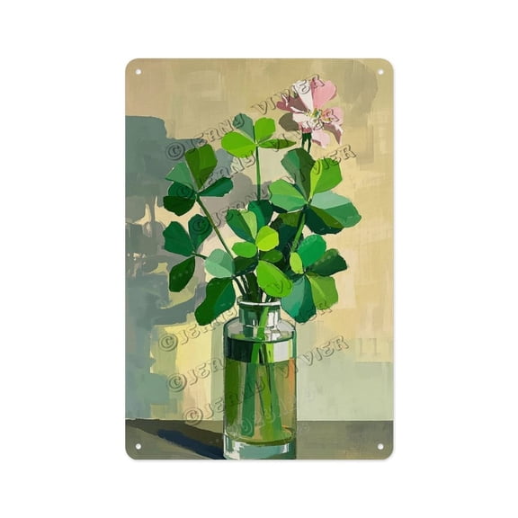 St. Patrick’s Day Shamrock Wall Sign – 8x12 Inch Metal Sign for Home, Café, and Bar Décor