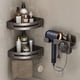 thumbnail image 4 of Organizador de pared plegable para secador de pelo | Capacidad de carga universal de 2 kg | Montaje adhesivo sin taladrar | Soporte para secador de pelo de baño que ahorra espacio con gancho, 4 of 5
