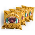 thumbnail image 5 of Ambesonne Pug Throw Pillow Cover 4 Pack, Happy Dog Listening Music, 16", Marigold Multicolor, 5 of 7